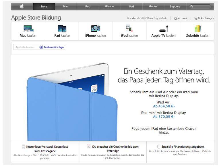 25 Euro gespart: Apple gewährt ab sofort Education-Rabatt auf iPad Air und iPad mini