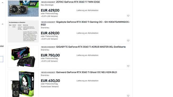 GeForce RTX 3060 Ti ausverkauft: Dubiose Angebote im Netz